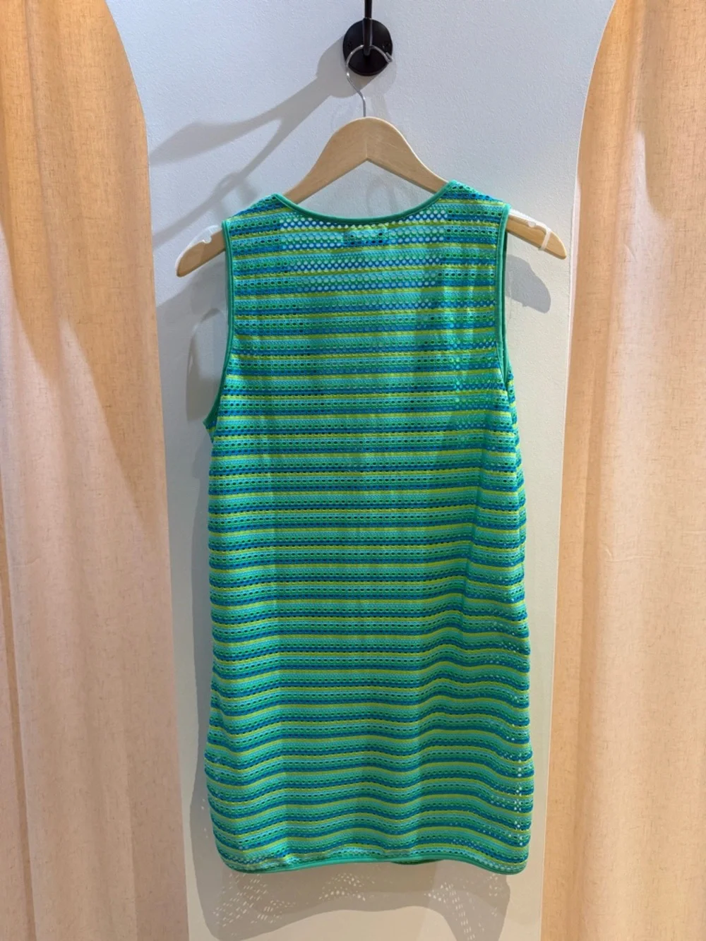 Seafolly Green Teal Striped Crochet Swim Coverup